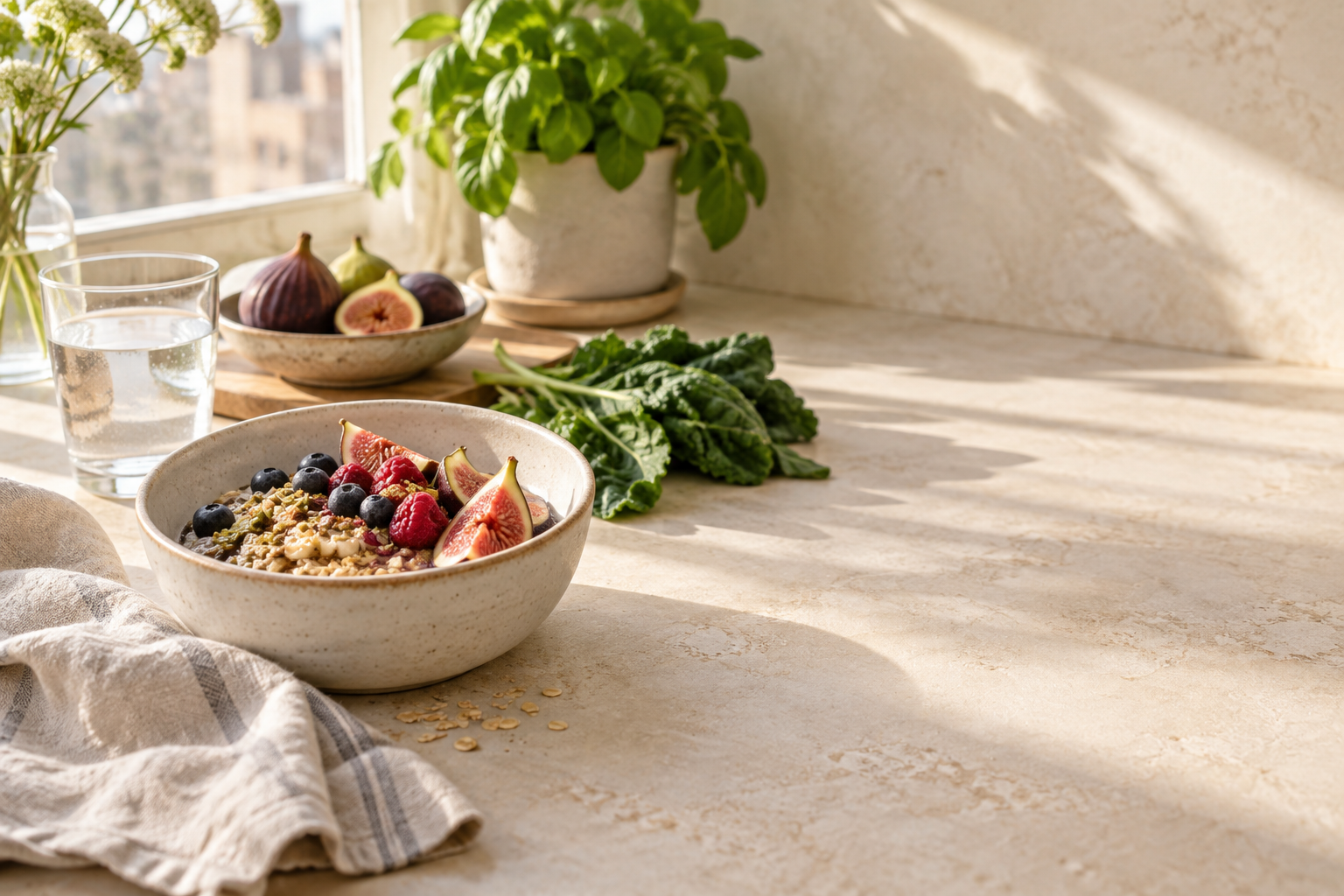 Fresh, nourishing food on a warm table